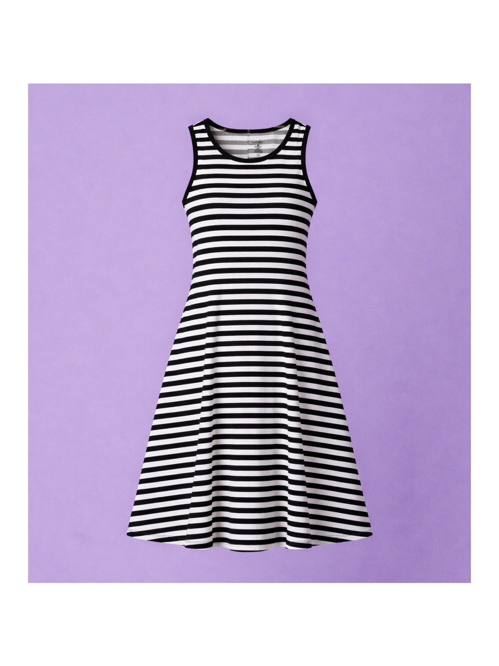 Ladies Size Medium Sleeveless Knit Black & White Summer Sun Dress